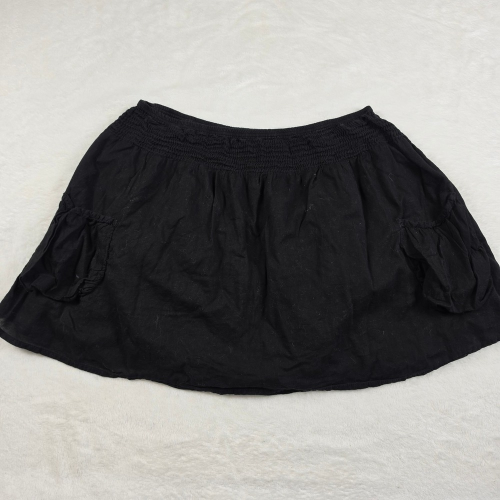 L.E.I. Mini Skirt Womens XL Black Excellent Smocked Waist Cargo Pockets